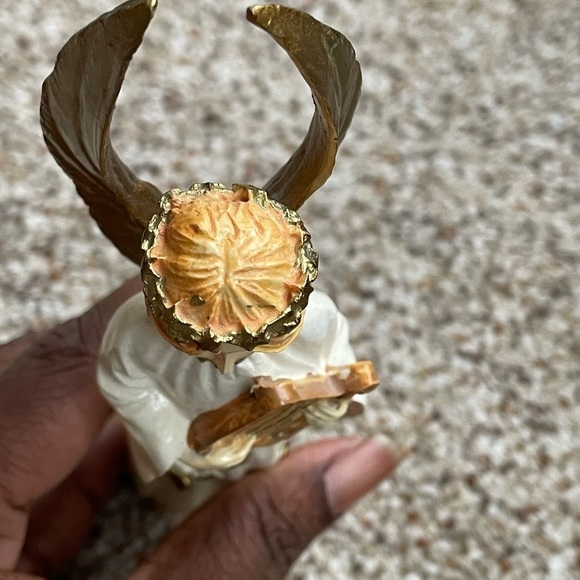 Porcelain  white Angel With golden wings and  Harp - Picture 6 of 7